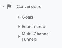 Menu del rapporto sulle conversioni di Google Analytics