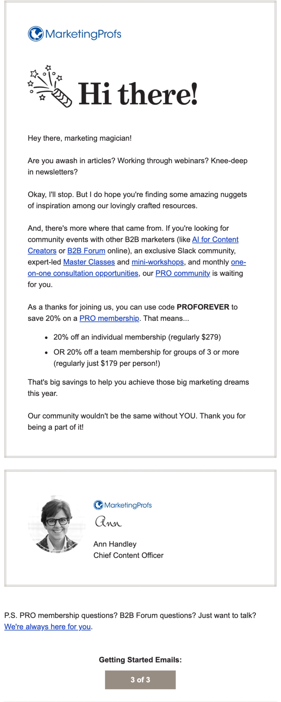 MarketingProfs welcome email series