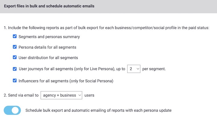 Bulk export and automatic emailing of reports
