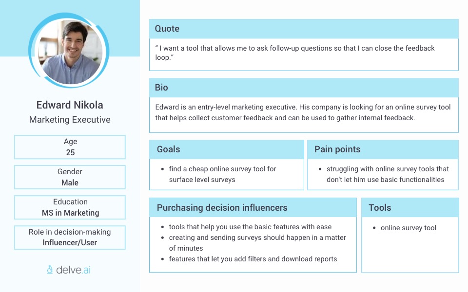 SaaS buyer persona example - Edward Nikola