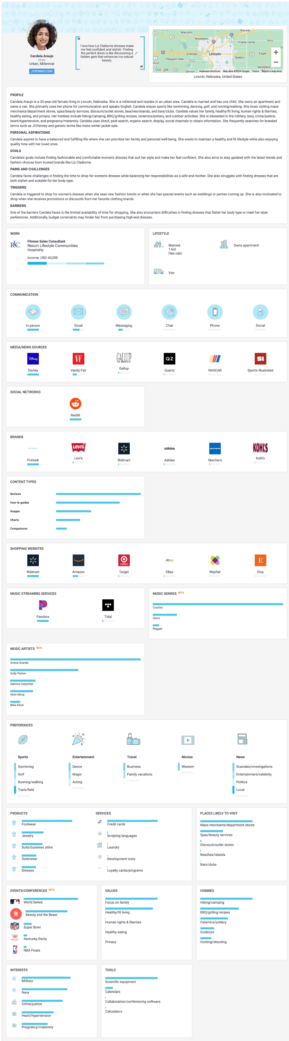 Esempio di buyer persona dettagliata di Delve AI