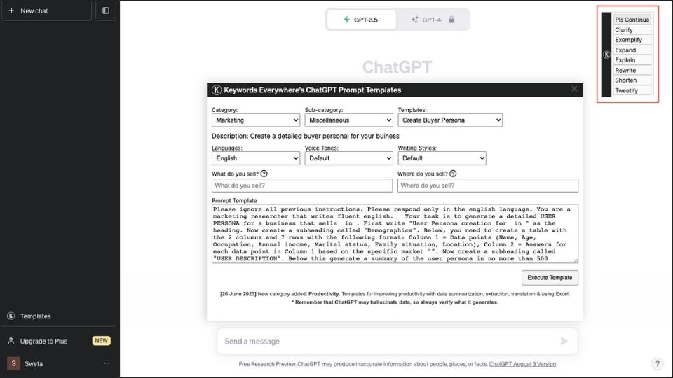 Extension ChatGPT Keywords Everywhere