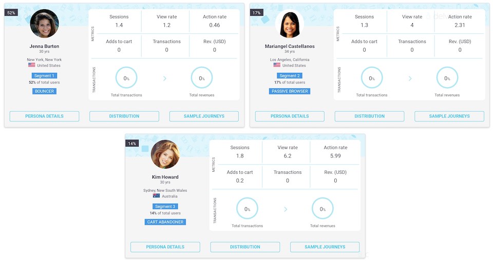 E-commerce non transaction segments and personas