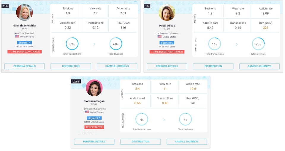 E-commerce non transaction segments and personas