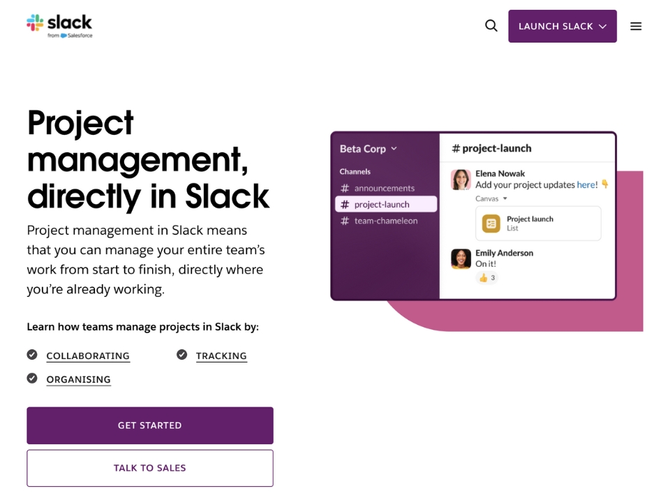 Slack project management